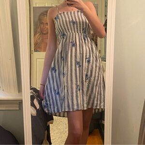 Altar’d State Blue Floral Striped Sundress Size Small